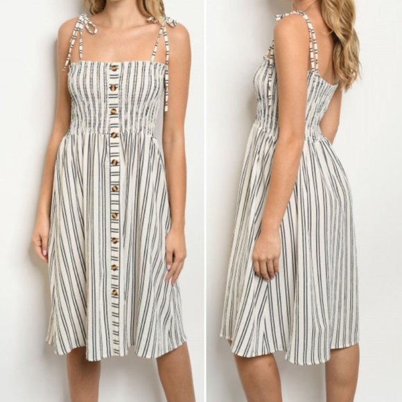 PIN STRIPE Smocked top dress - Picture 1 of 8